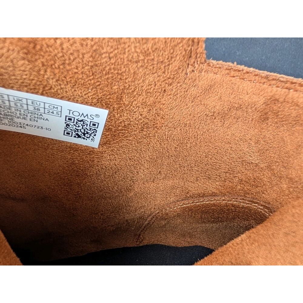 TOMS Rya Boots Tan LEATHER Platform Block Heel NWT Size W7. 5 - Picture 12 of 14